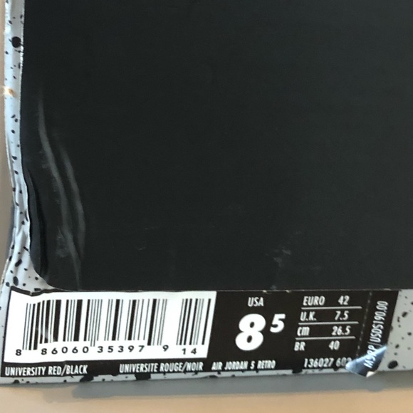 2017 NIKE AIR JORDAN V 5 RETRO UNIVERSITY RED 8.5 - Picture 14 of 14